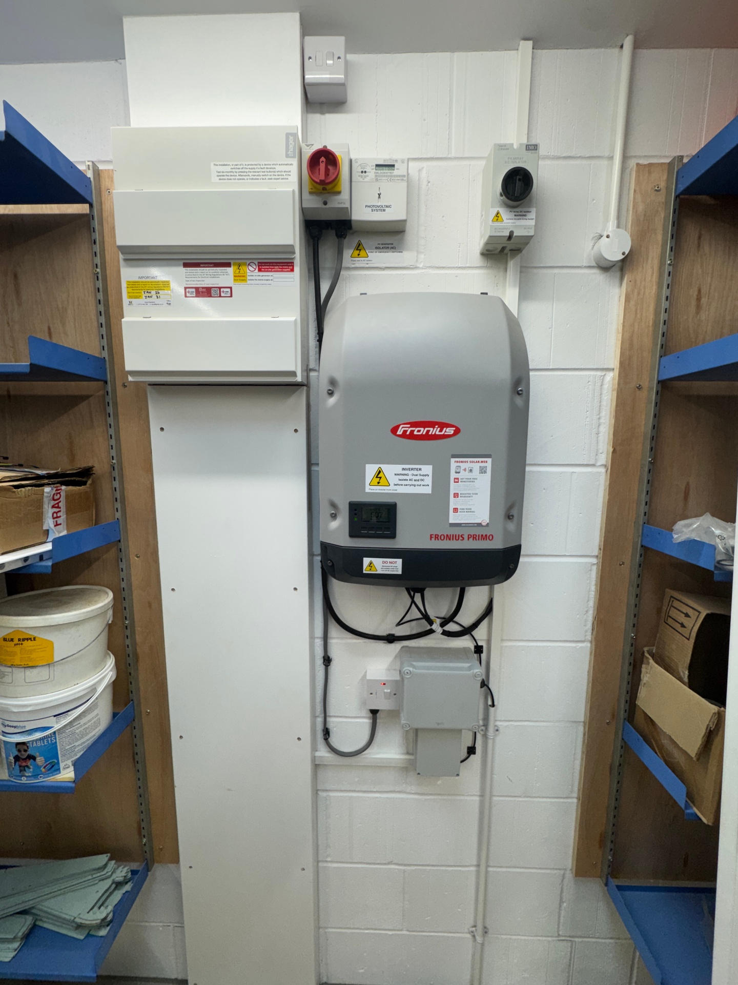 Fronius Primo inverter installation with Hager consumer unit. — solar PV installation in Chertsey by Solid Electrical