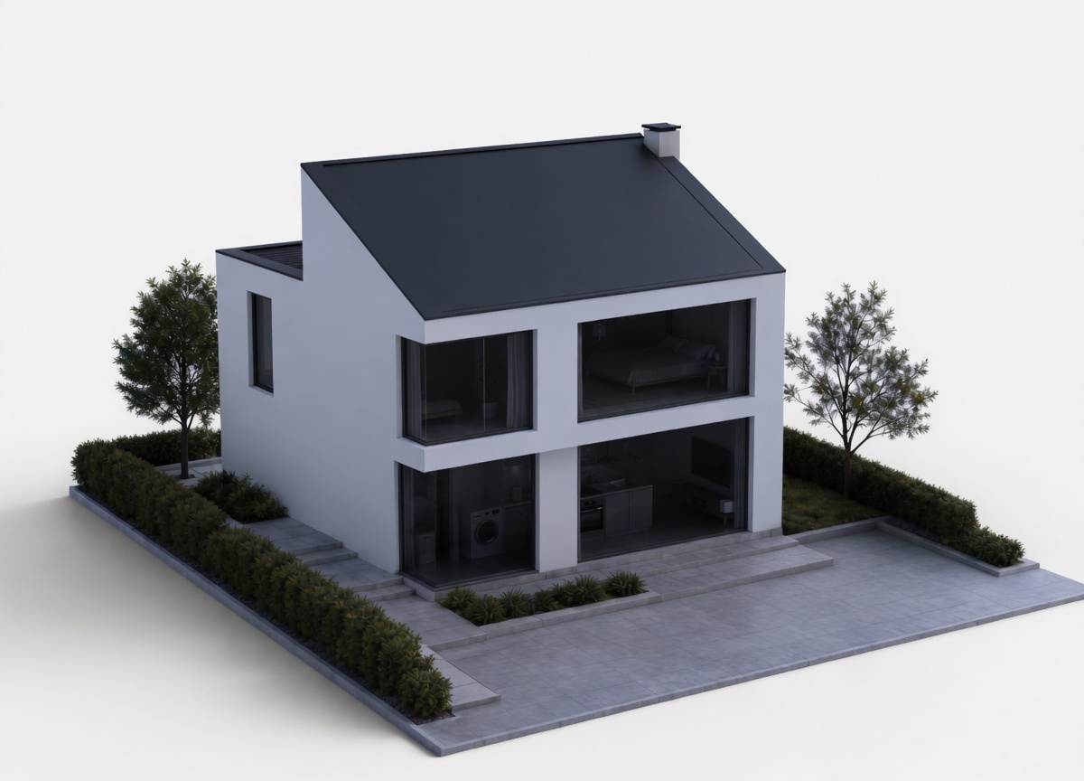 Modern UK home at night before solar PV, battery storage and EV charger enhancements installed by Solid Electrical